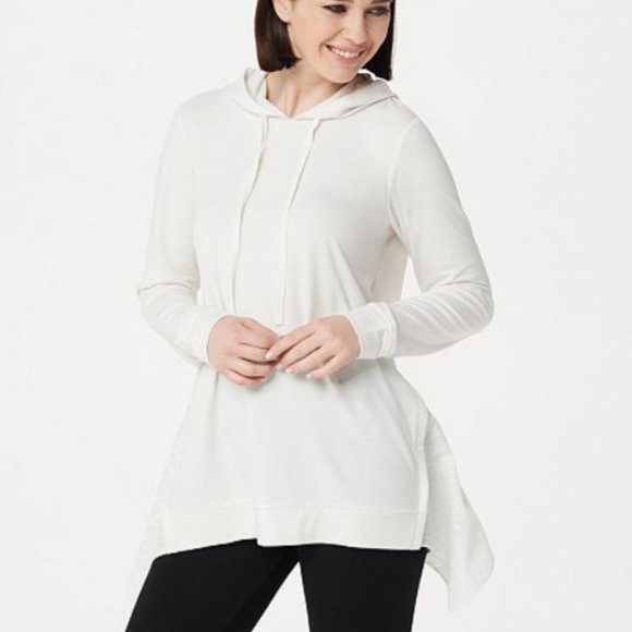 LOGO Pullover Hoodie with Side Godets 1545 - Picture 1 of 3